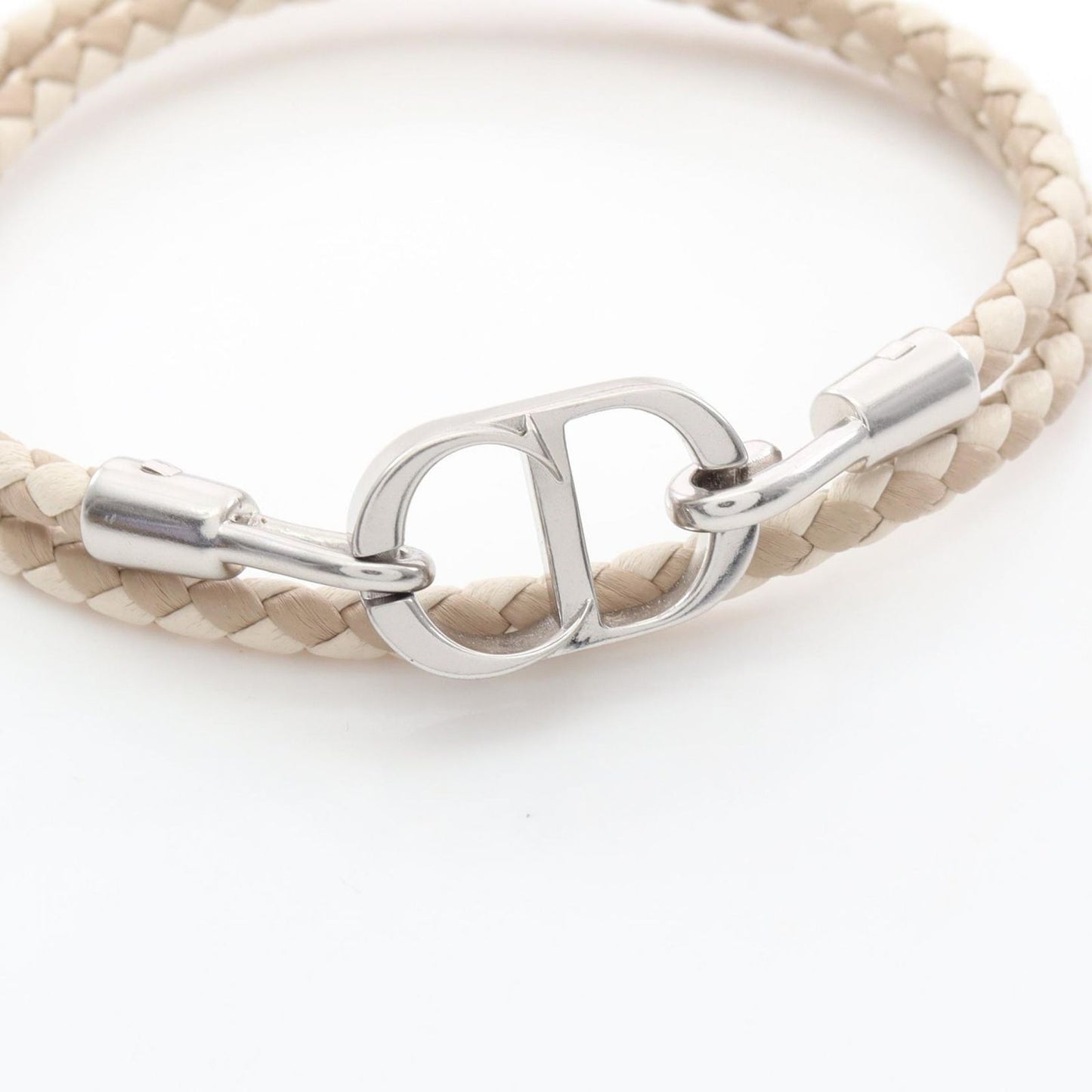 Dior Bracelet CD Icon Braid Leather Double Beige Stainless Steel — view 3