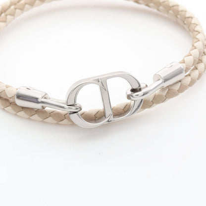 Dior Bracelet CD Icon Braid Leather Double Beige Stainless Steel — view 3