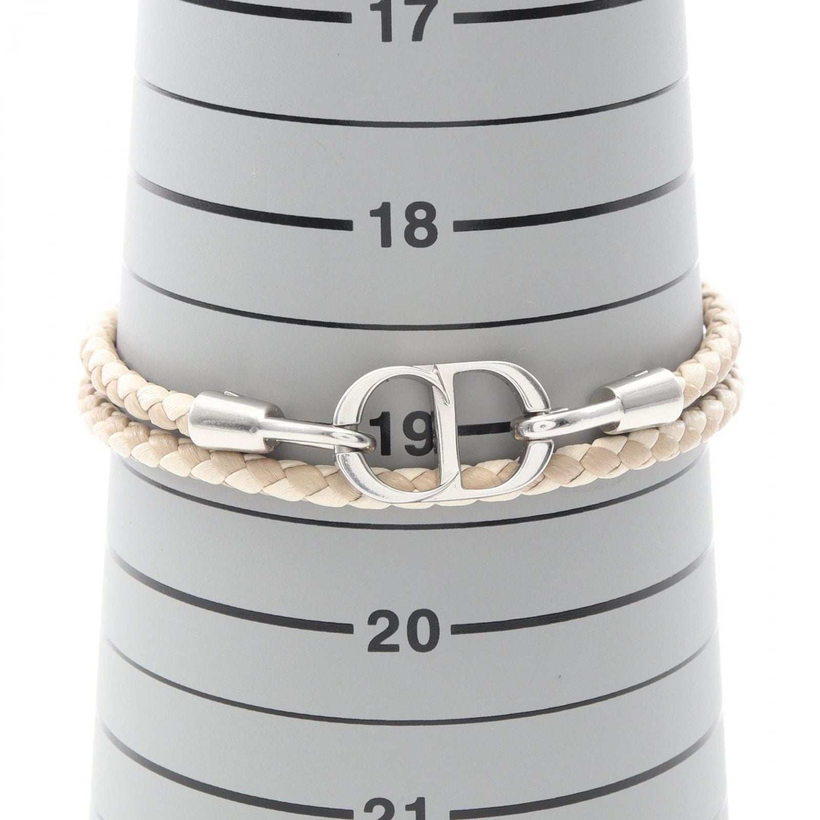 Dior Bracelet CD Icon Braid Leather Double Beige Stainless Steel — view 6