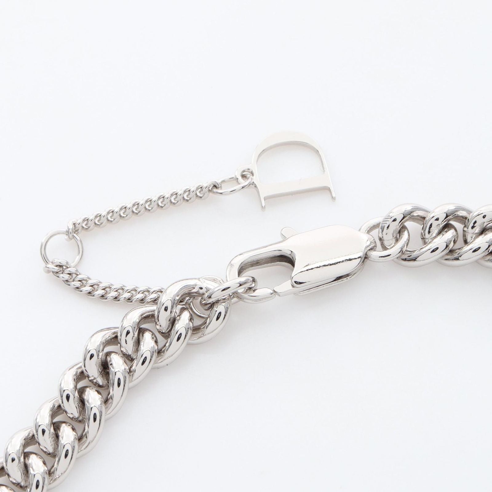 Dior Bracelet Guilloche Chain Link Logo Plate Silver Stainless Steel — view 4