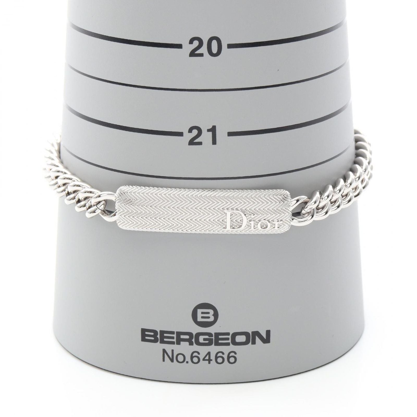 Dior Bracelet Guilloche Chain Link Logo Plate Silver Stainless Steel — view 6