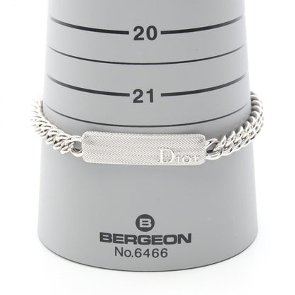 Dior Bracelet Guilloche Chain Link Logo Plate Silver Stainless Steel — view 6