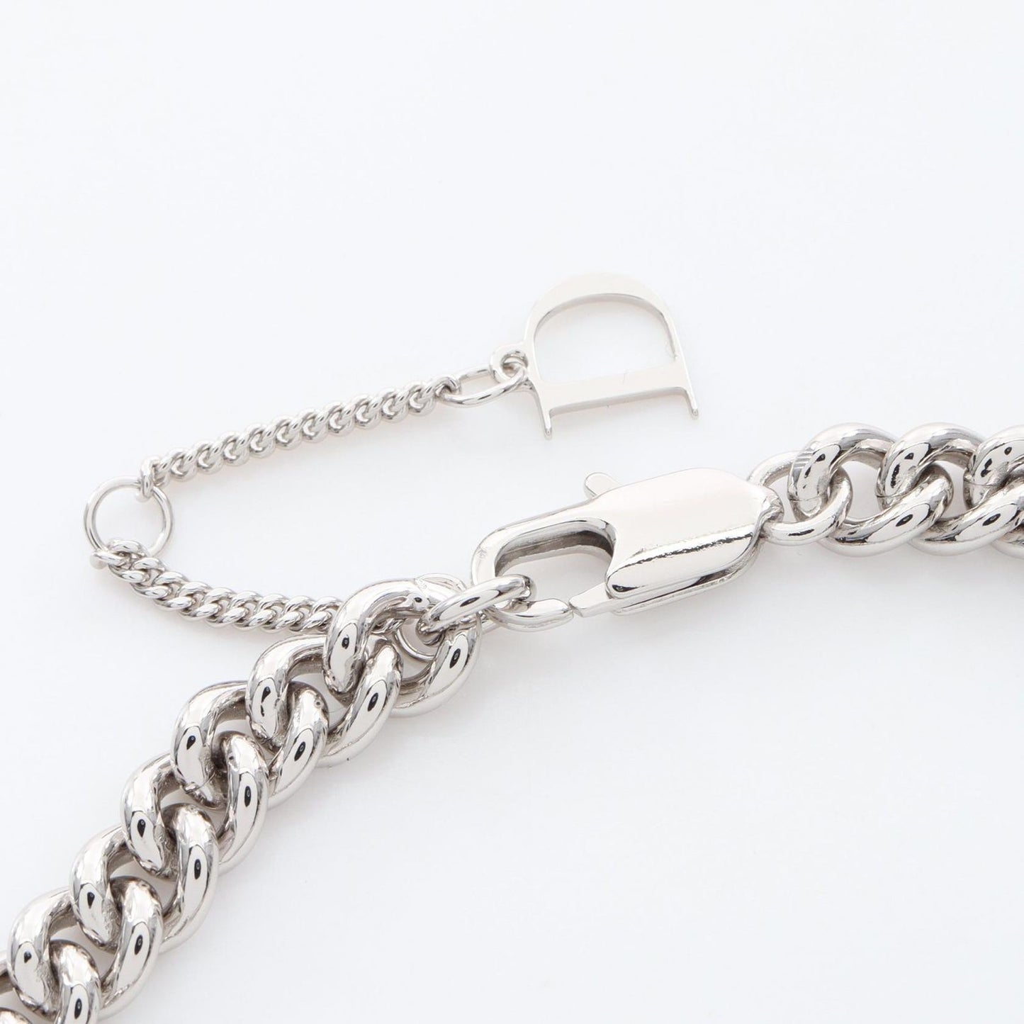 Dior Bracelet Guilloche Chain Link Logo Plate Silver Stainless Steel — view 4
