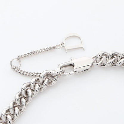 Dior Bracelet Guilloche Chain Link Logo Plate Silver Stainless Steel — view 4