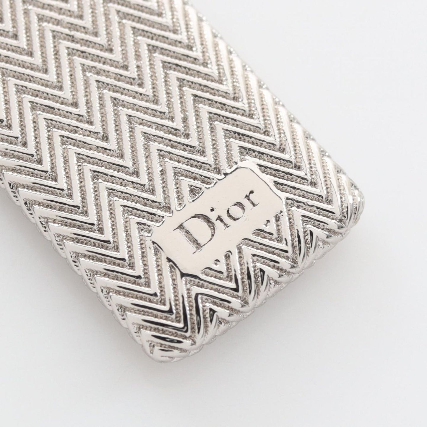 Dior Necklace Guilloche Plate Pendant Logo Silver Stainless Steel — view 5