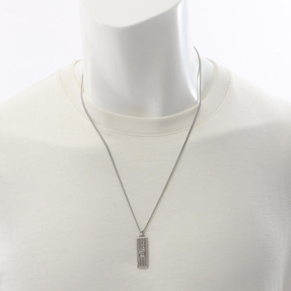 Dior Necklace Guilloche Plate Pendant Logo Silver Stainless Steel — view 6