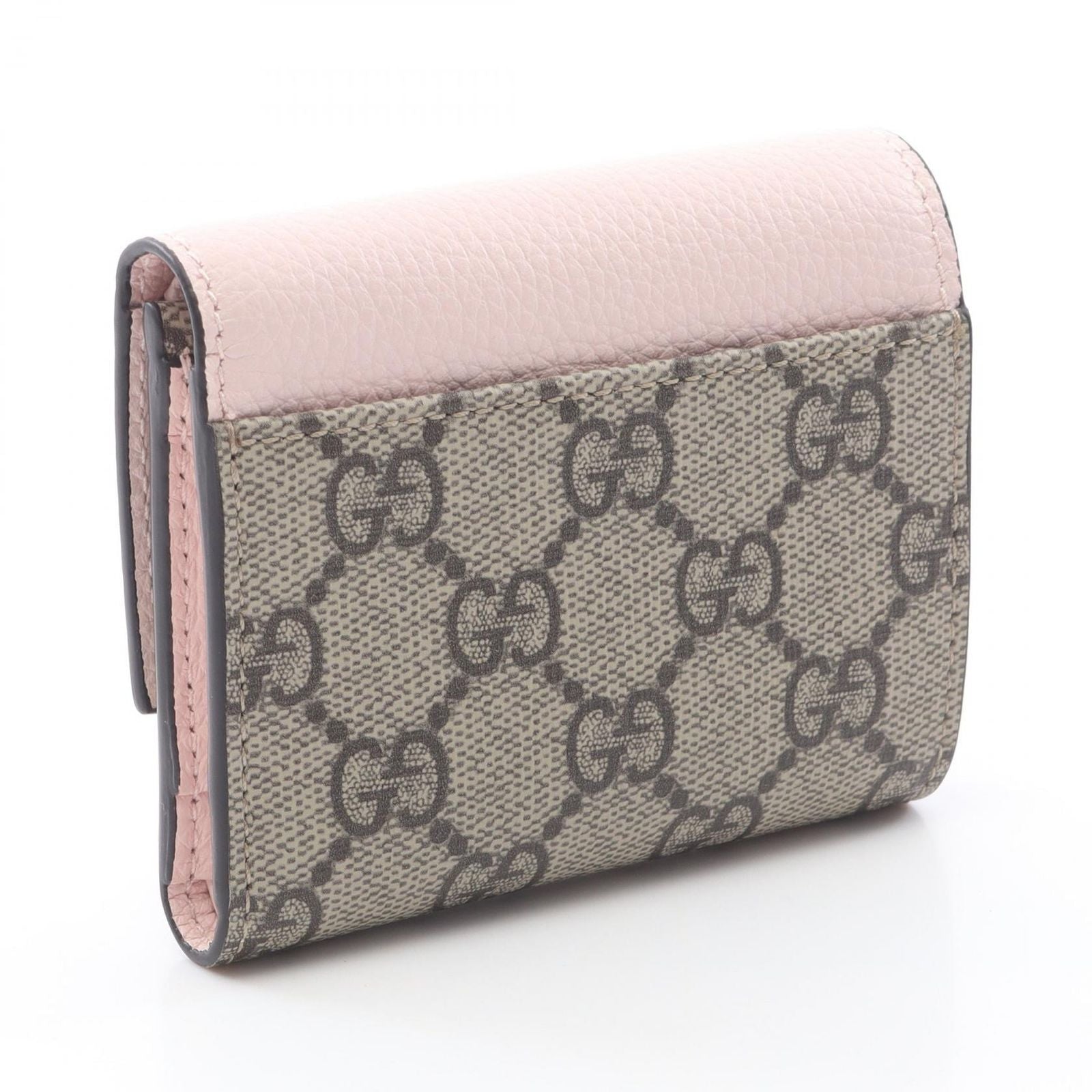Gucci Trifold Wallet Double Bicolor Mini GG Supreme Pink Beige Leather Bifold — view 2