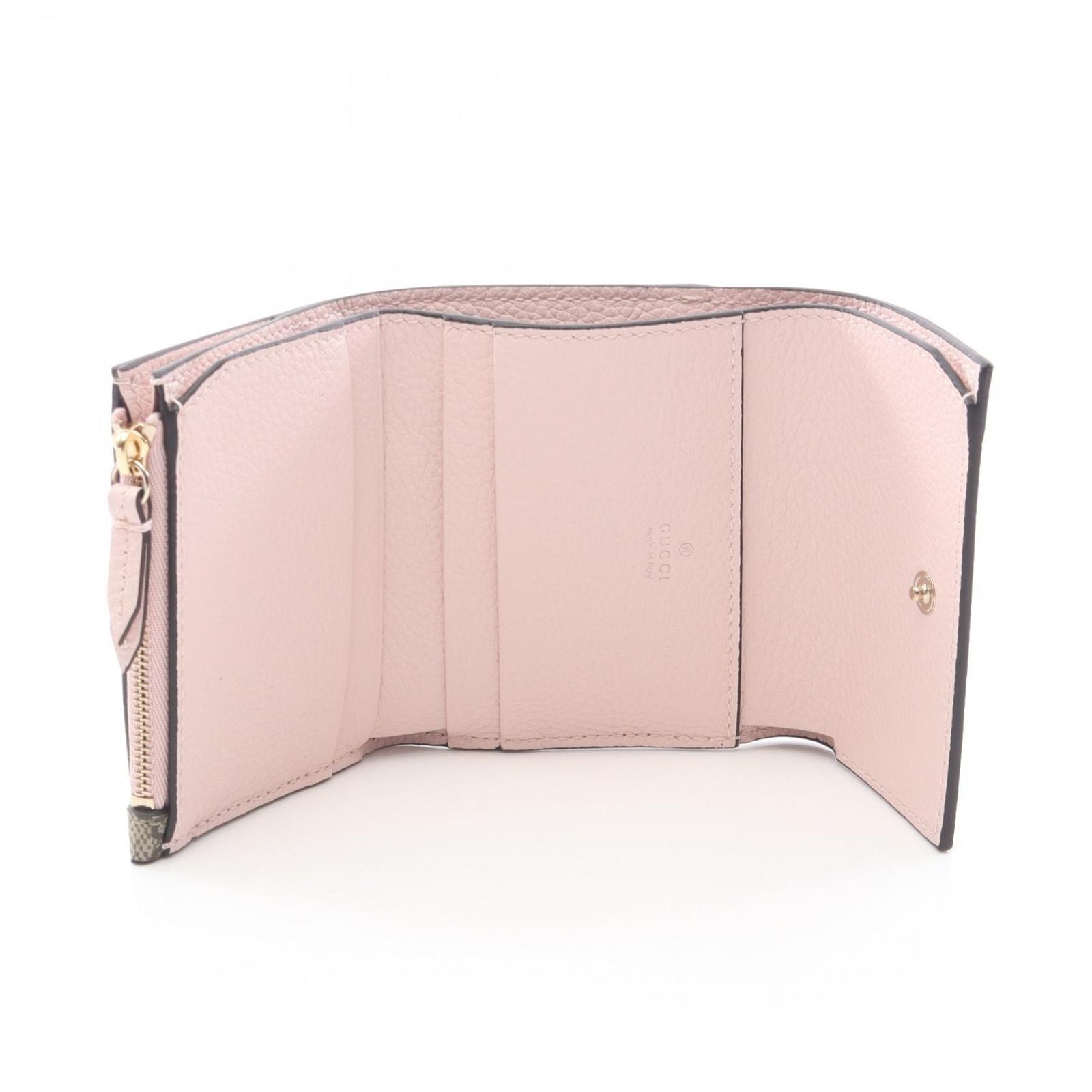 Gucci Trifold Wallet Double Bicolor Mini GG Supreme Pink Beige Leather Bifold — view 3