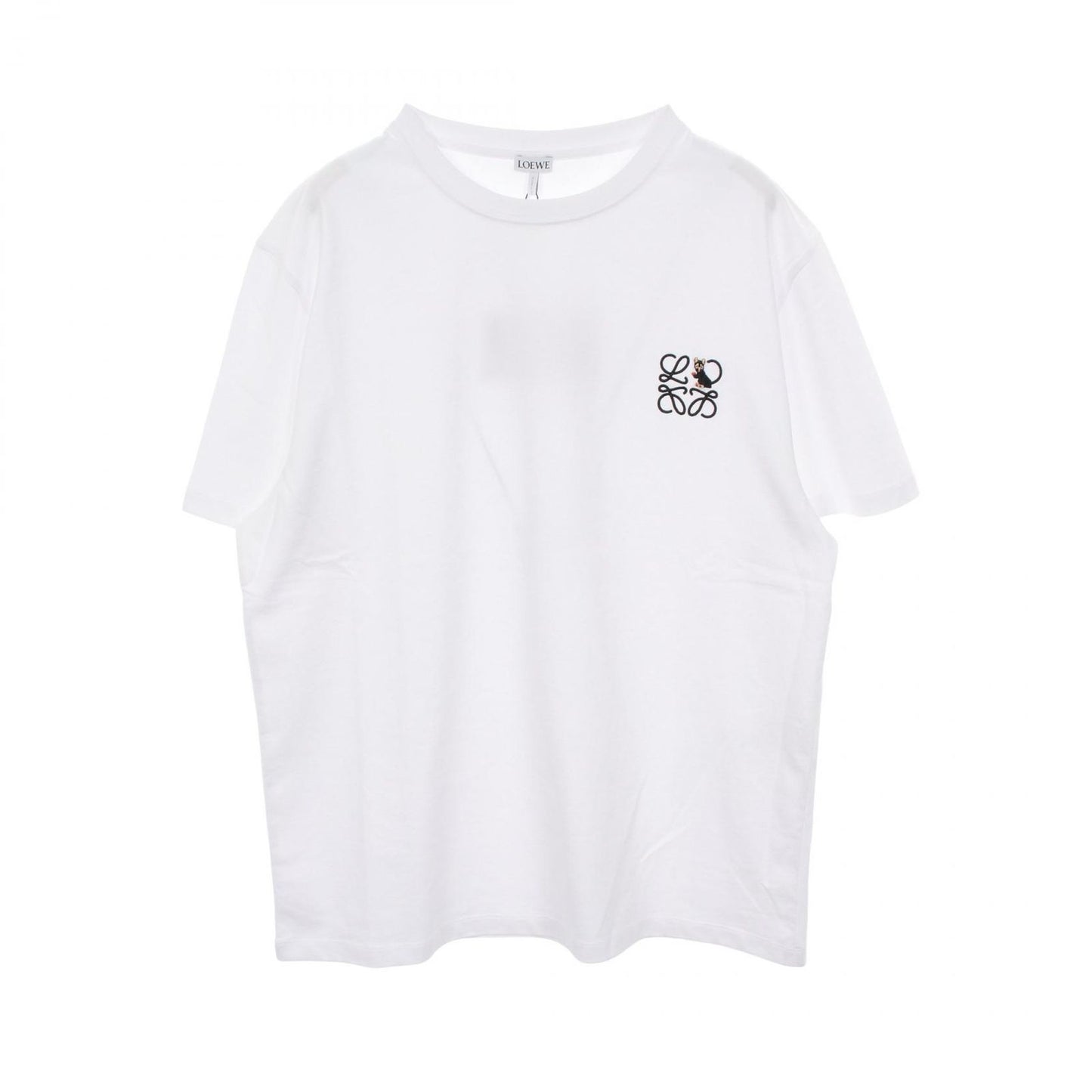 Loewe Short Sleeve T-Shirt Anagram Relaxed Fit White Cotton