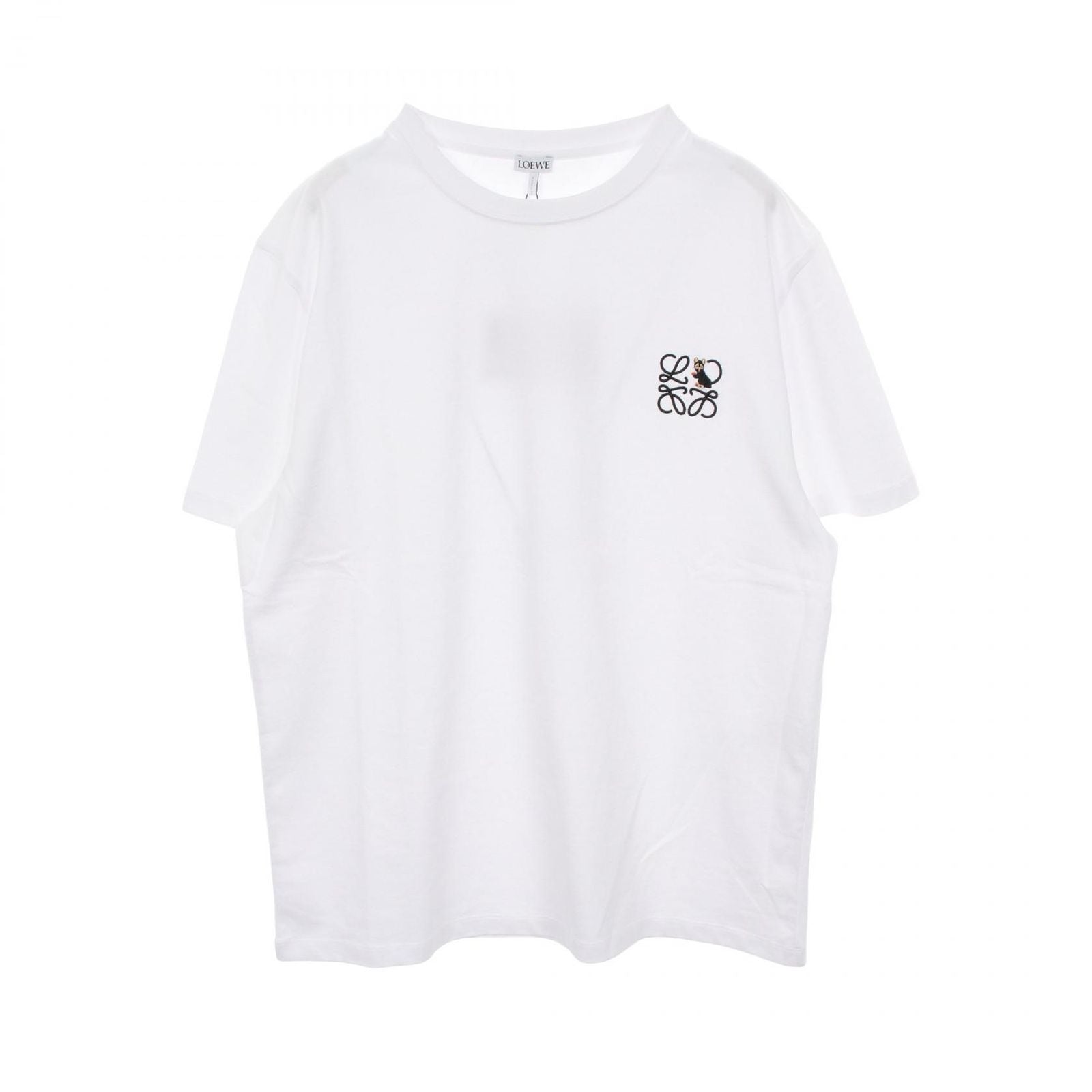 Loewe Short Sleeve T-Shirt Anagram Relaxed Fit White Cotton