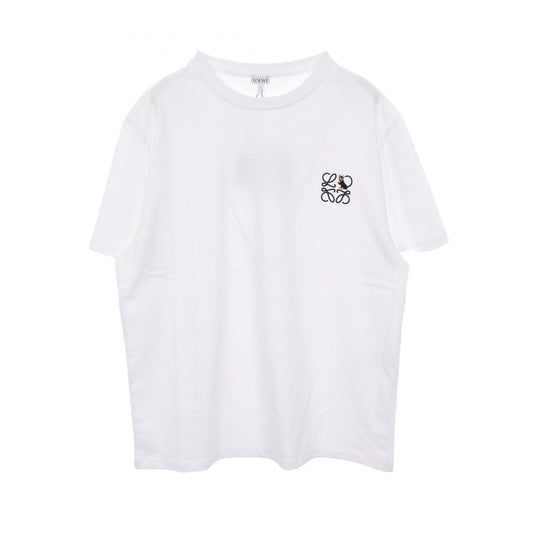 Loewe Short Sleeve T-Shirt Anagram Relaxed Fit White Cotton