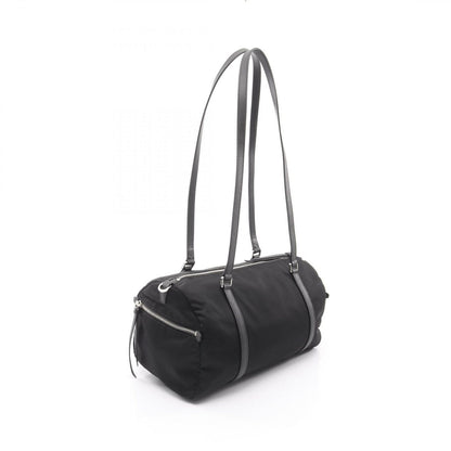 Prada Shoulder Bag Tessuto Saffian Duffle 2-Way Black Nylon Saffiano Leather — view 2