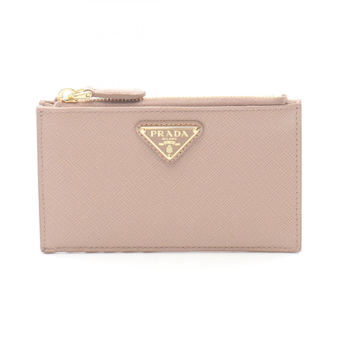 Prada Card Case Saffiano Triang Cipria Leather