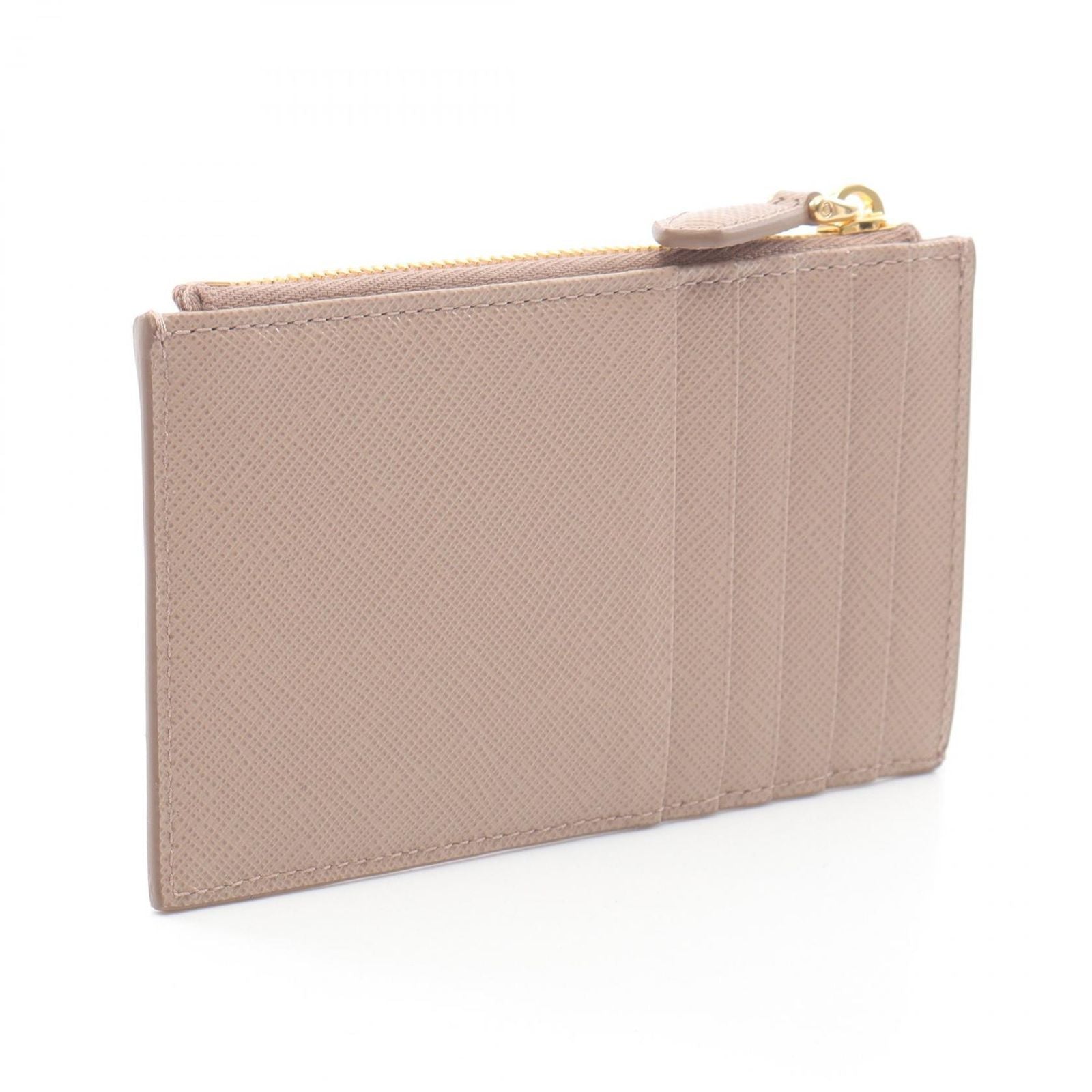 Prada Card Case Saffiano Triang Cipria Leather — view 2