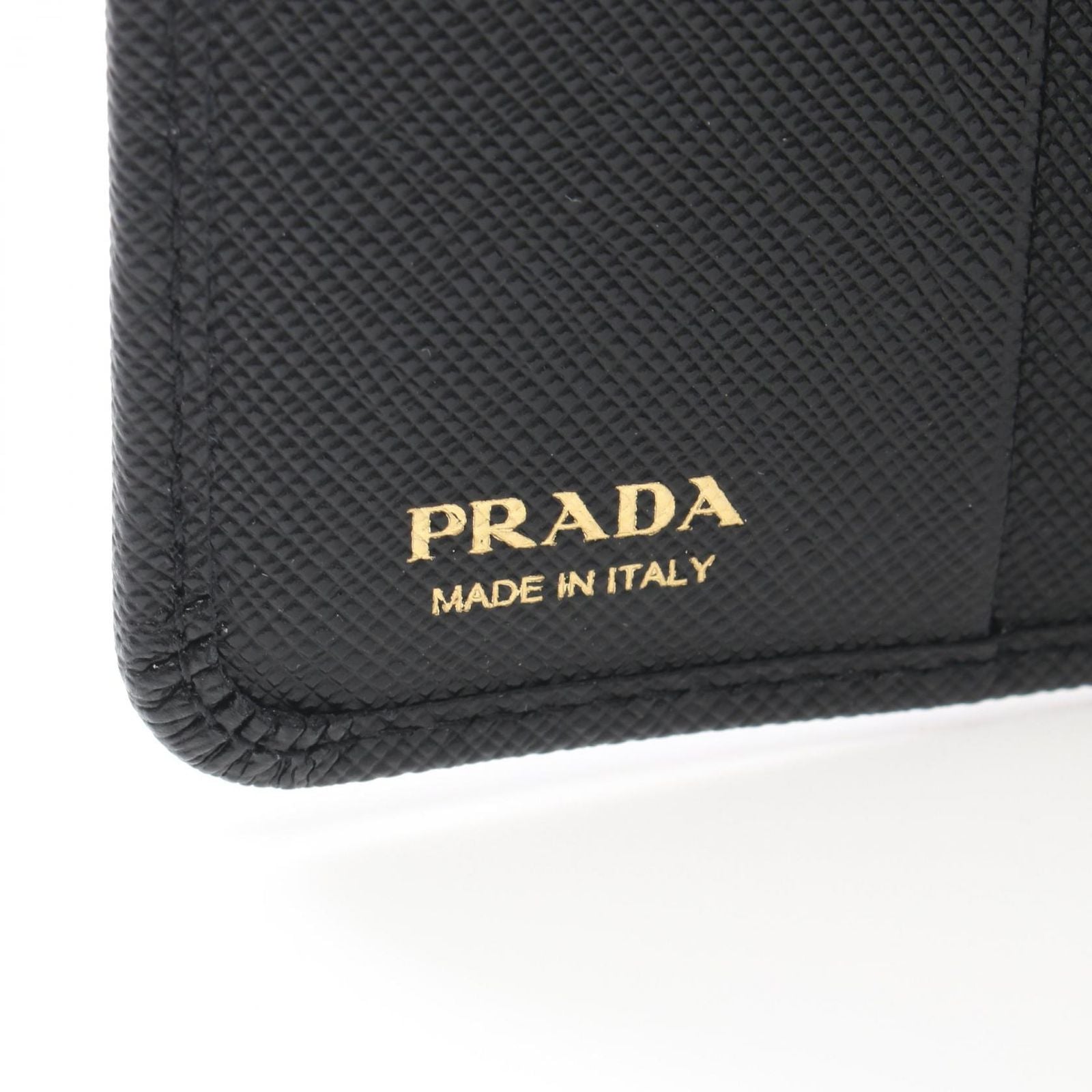 Prada Bifold Wallet Saffiano Triang Black Leather — view 5