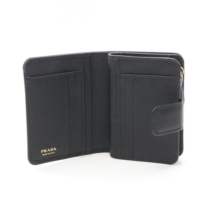 Prada Bifold Wallet Saffiano Triang Black Leather — view 3