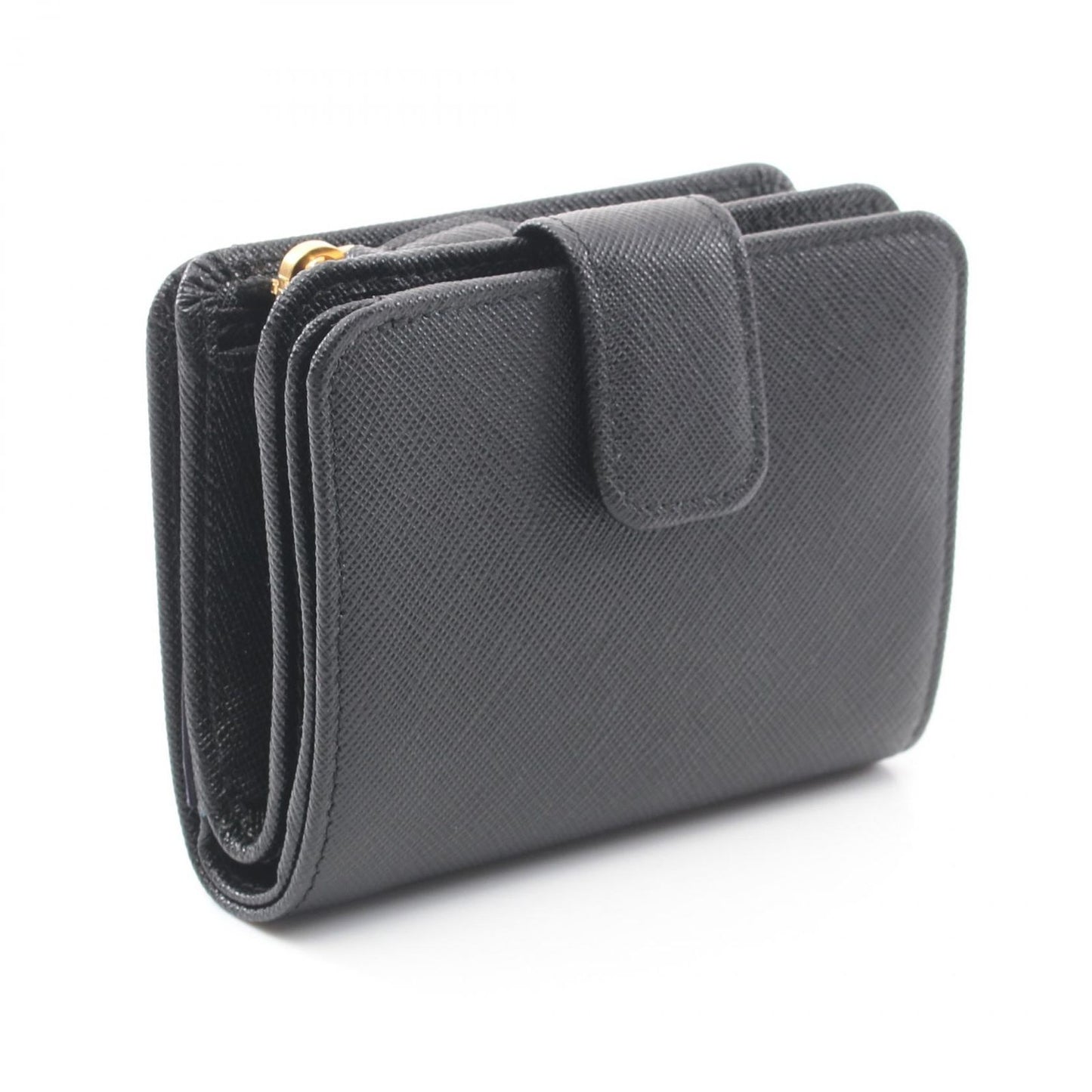 Prada Bifold Wallet Saffiano Triang Black Leather — view 2
