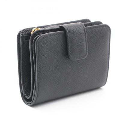 Prada Bifold Wallet Saffiano Triang Black Leather — view 2