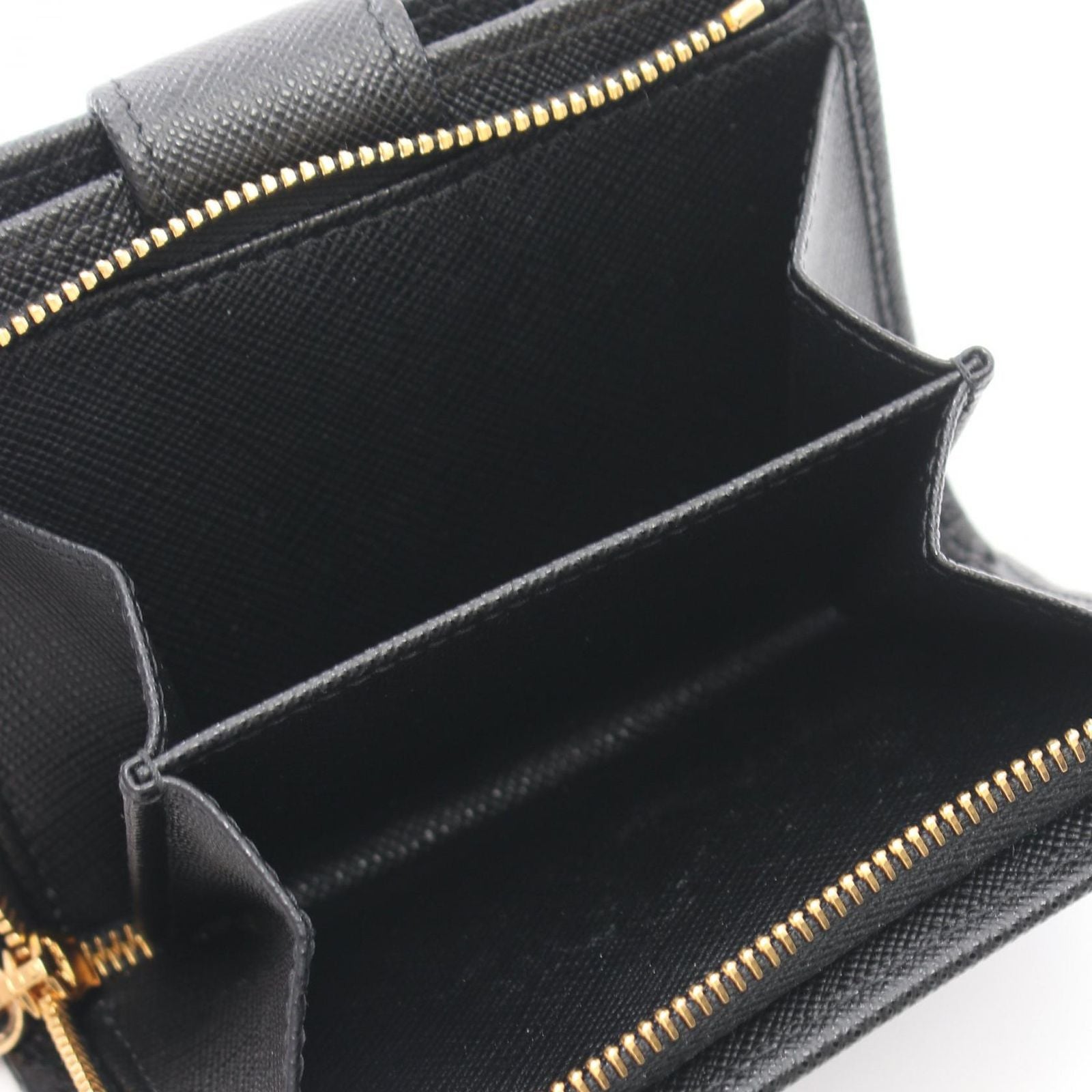 Prada Bifold Wallet Saffiano Triang Black Leather — view 4
