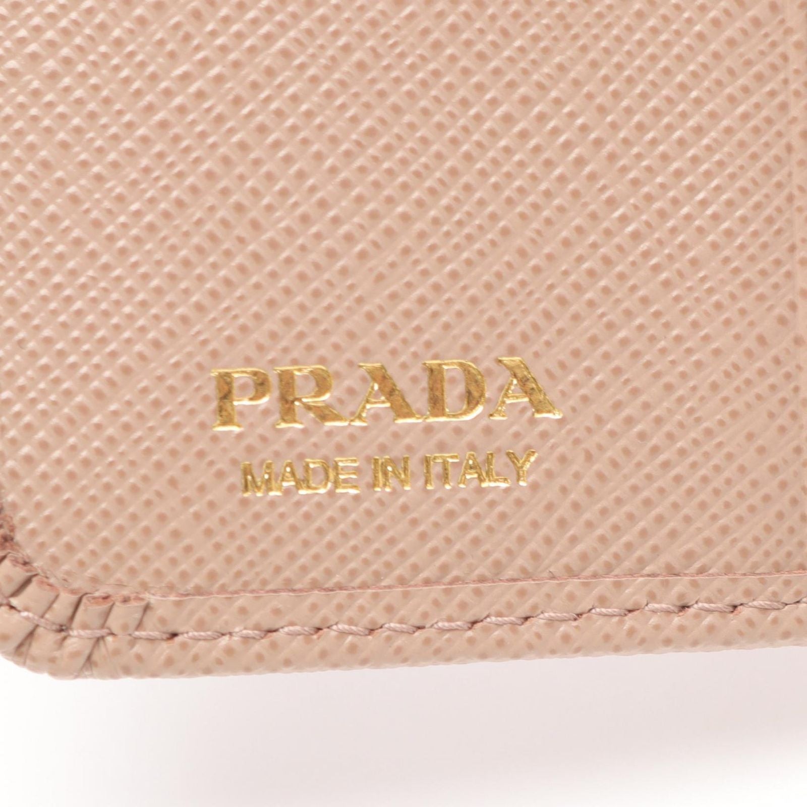 Prada Bifold Wallet Saffiano Triang Cipria Leather — view 5