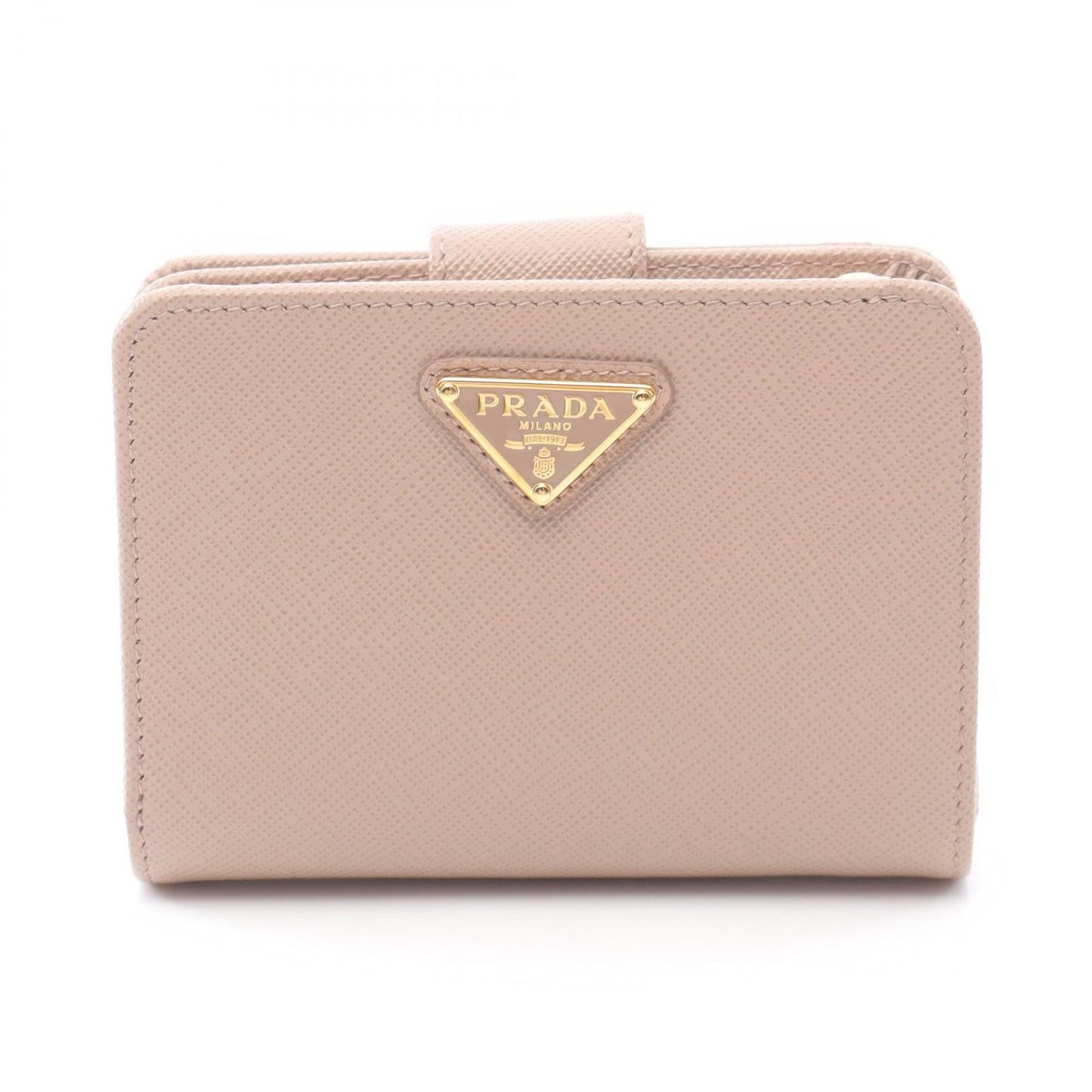Prada Bifold Wallet Saffiano Triang Cipria Leather