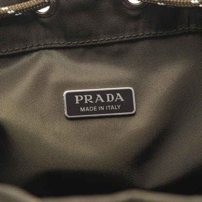 Prada Pouch Tessuto Tech Drawstring Purse Khaki Nylon — view 4