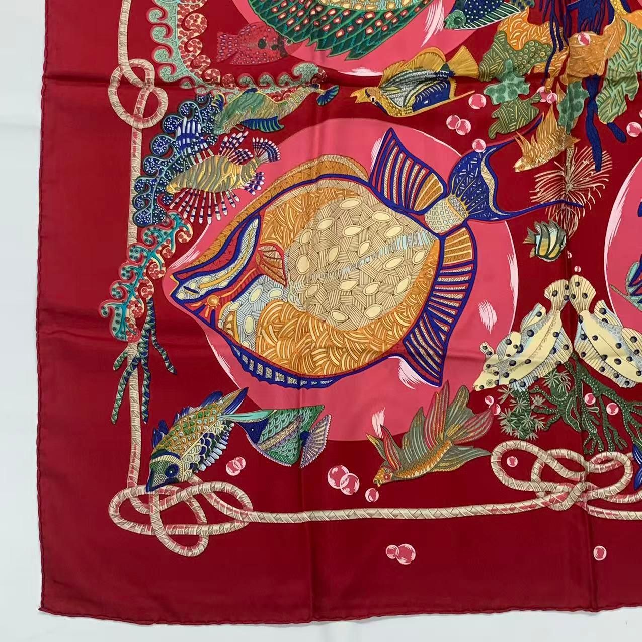 Hermes Carre 90 Scarf Silk Grands Fonds Deep Sea Red — view 5