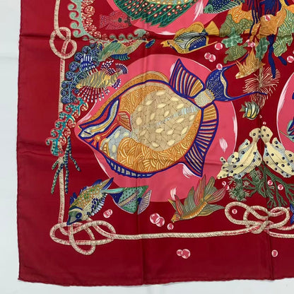 Hermes Carre 90 Scarf Silk Grands Fonds Deep Sea Red — view 5