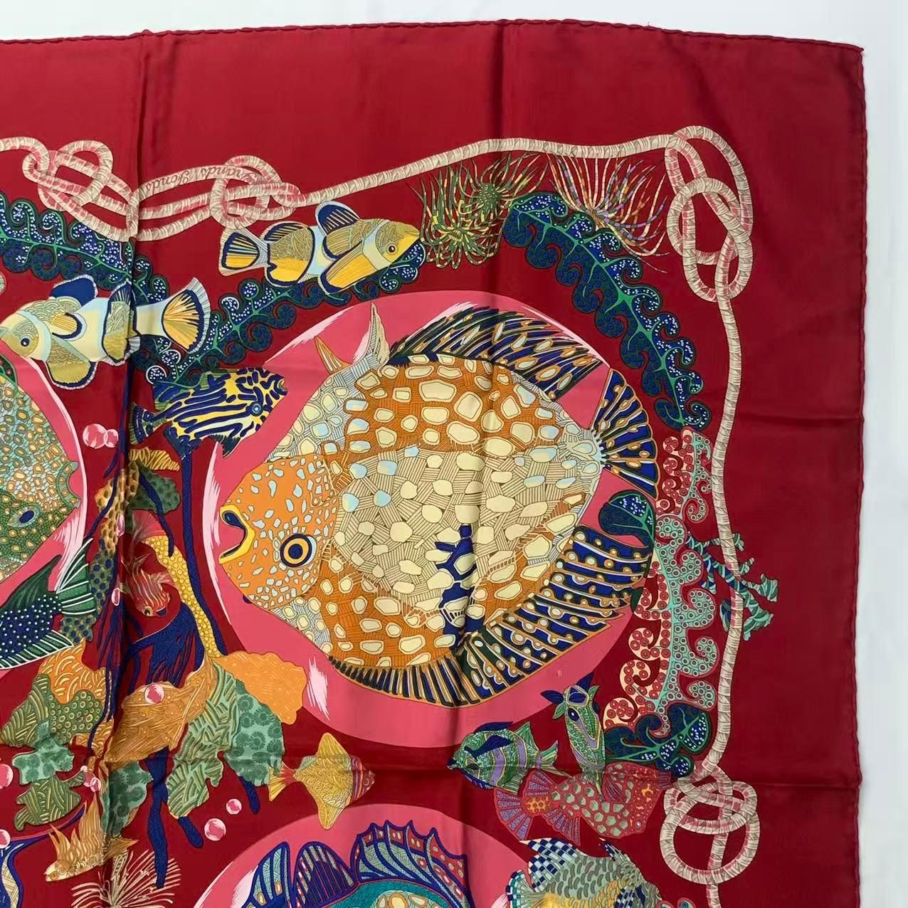 Hermes Carre 90 Scarf Silk Grands Fonds Deep Sea Red — view 3