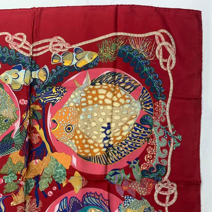 Hermes Carre 90 Scarf Silk Grands Fonds Deep Sea Red — view 3