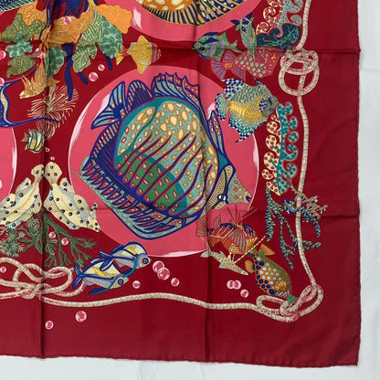 Hermes Carre 90 Scarf Silk Grands Fonds Deep Sea Red — view 4