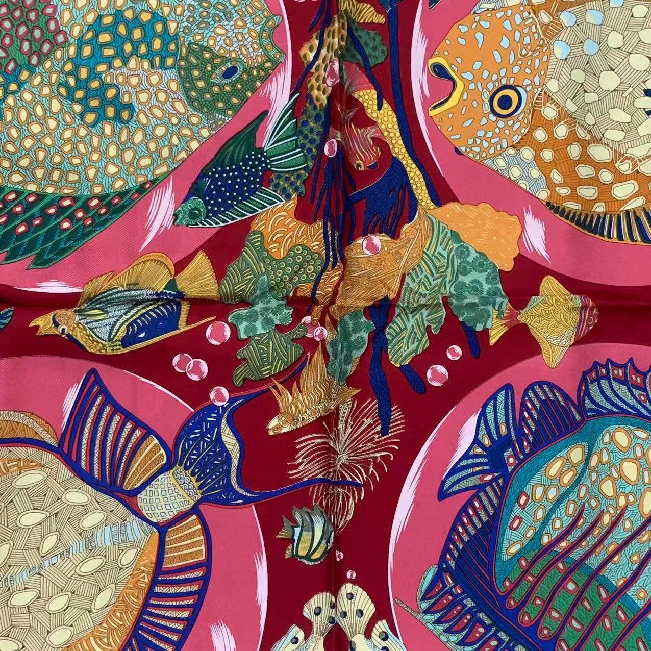 Hermes Carre 90 Scarf Silk Grands Fonds Deep Sea Red — view 6