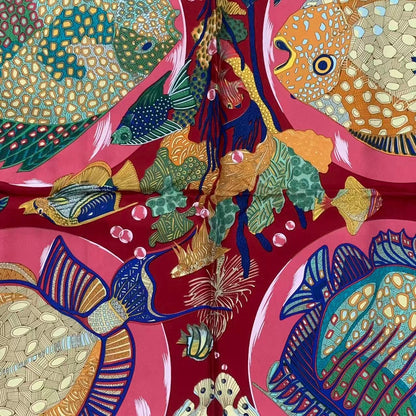 Hermes Carre 90 Scarf Silk Grands Fonds Deep Sea Red — view 6