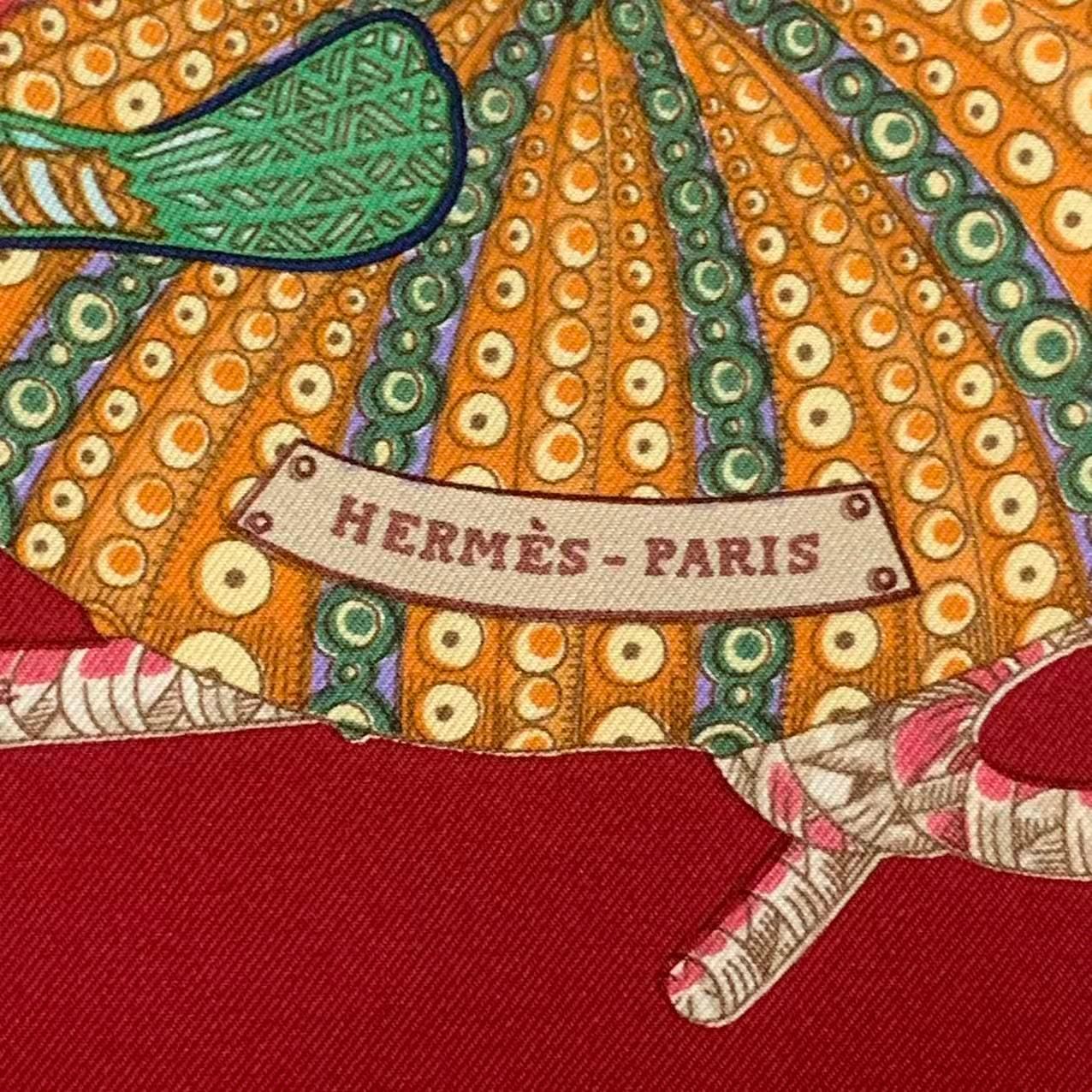 Hermes Carre 90 Scarf Silk Grands Fonds Deep Sea Red — view 8