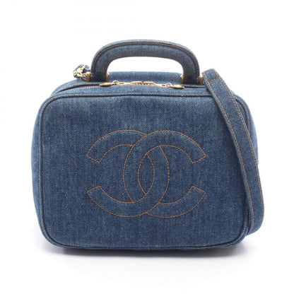 Chanel Handbag CC Logo Vanity 2-Way Denim Blue CC Shoulder
