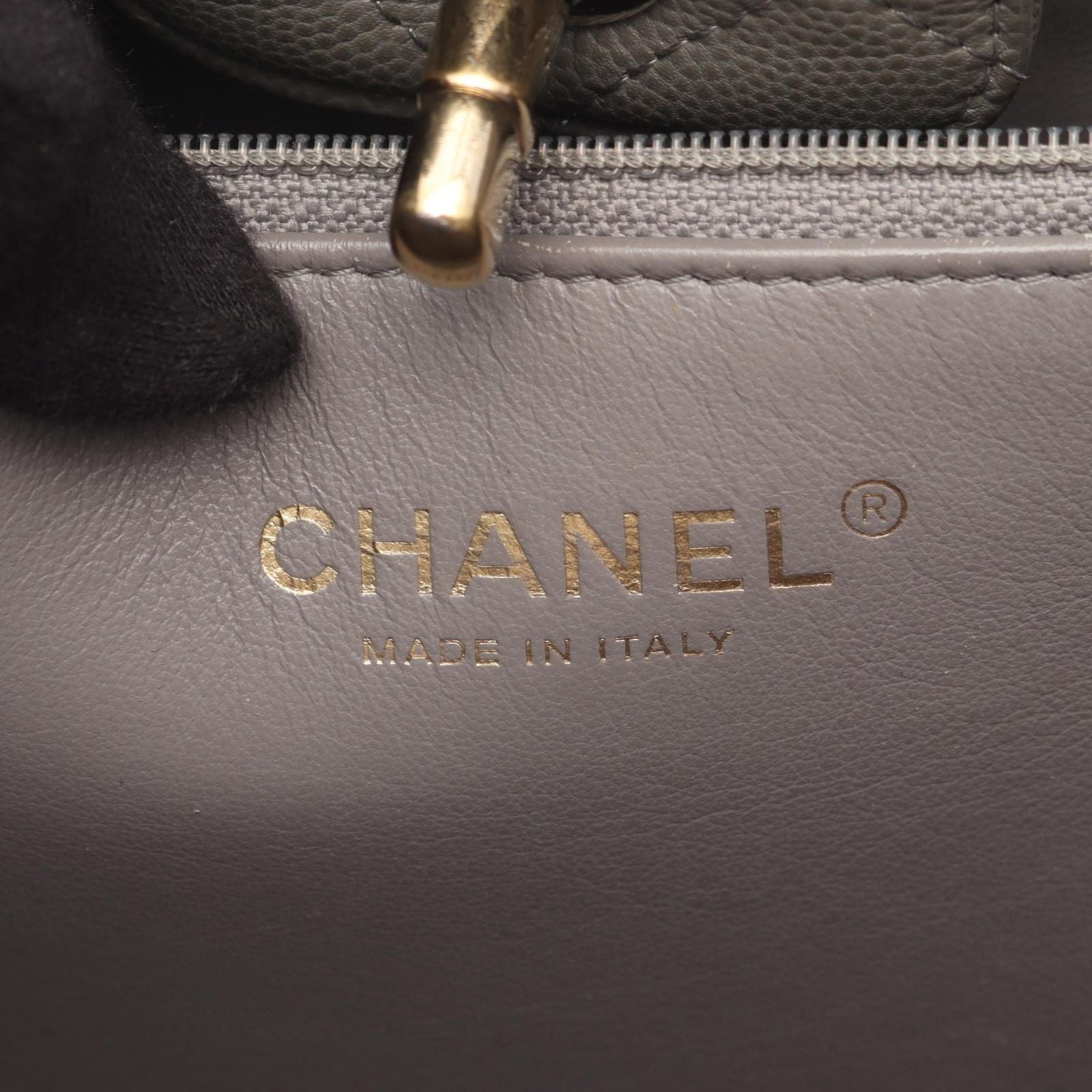 Chanel Tote Quilted Large Shopping Gray Caviar Leather Chain — view 4