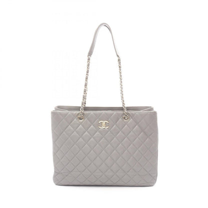 Chanel Tote Quilted Large Shopping Gray Caviar Leather Chain