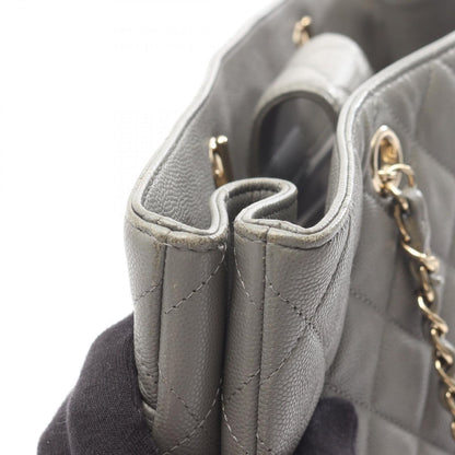 Chanel Tote Quilted Large Shopping Gray Caviar Leather Chain — view 9