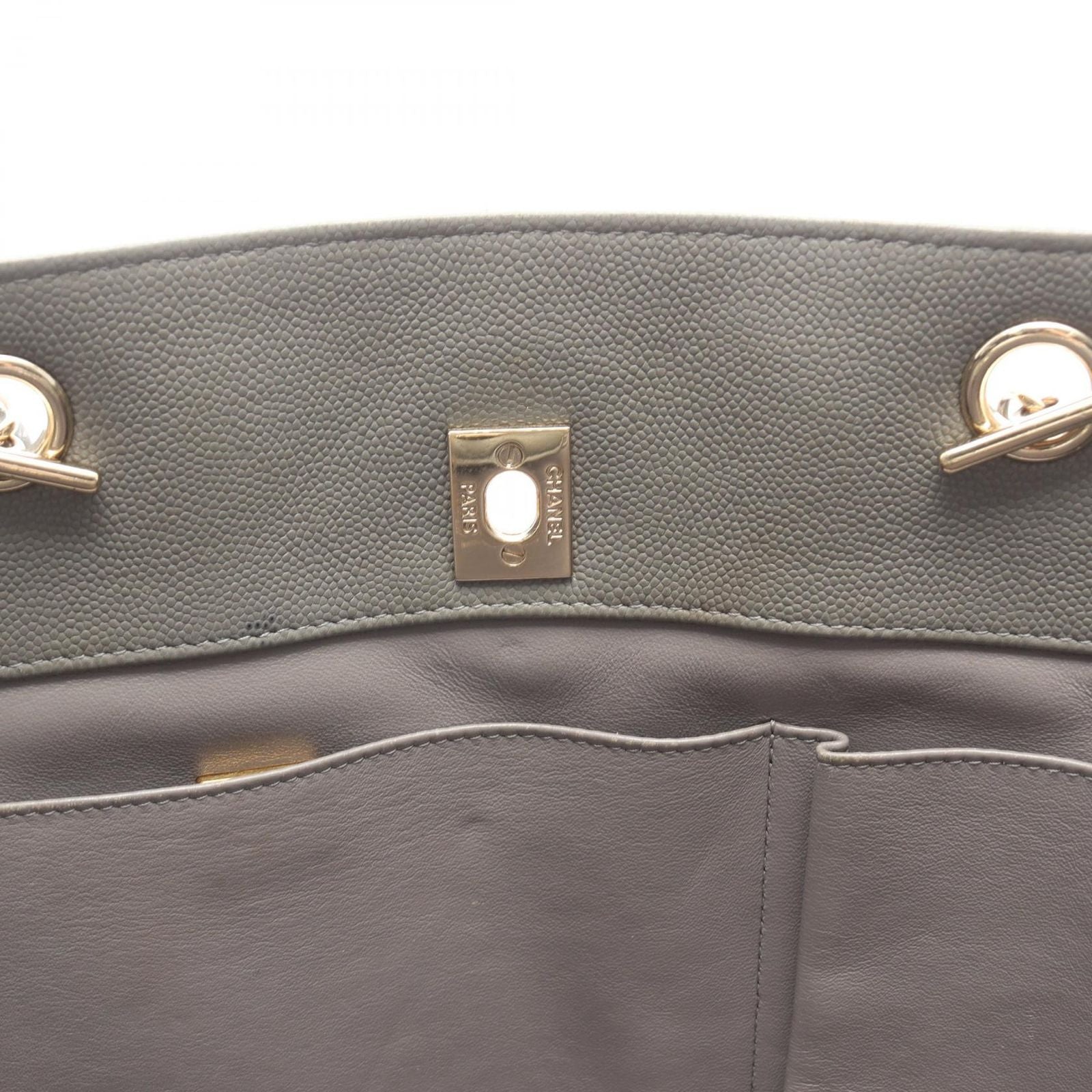 Chanel Tote Quilted Large Shopping Gray Caviar Leather Chain — view 6