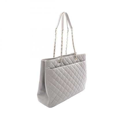 Chanel Tote Quilted Large Shopping Gray Caviar Leather Chain — view 2