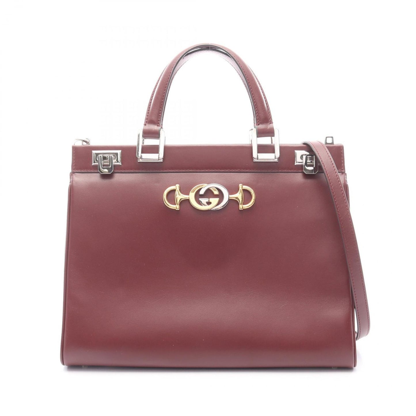 Gucci Handbag Zumi Top Handle 2-Way Wine Red Leather