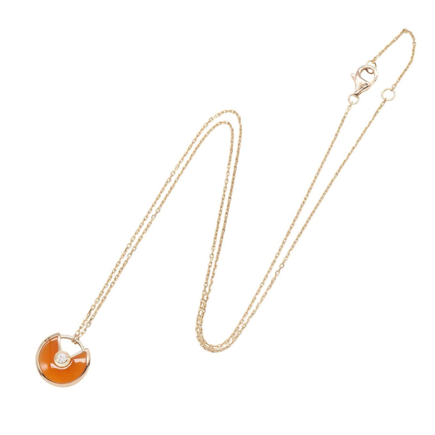 Cartier Necklace Amulet Carnelian 39 42 cm 18k Pink Gold Diamond — view 2