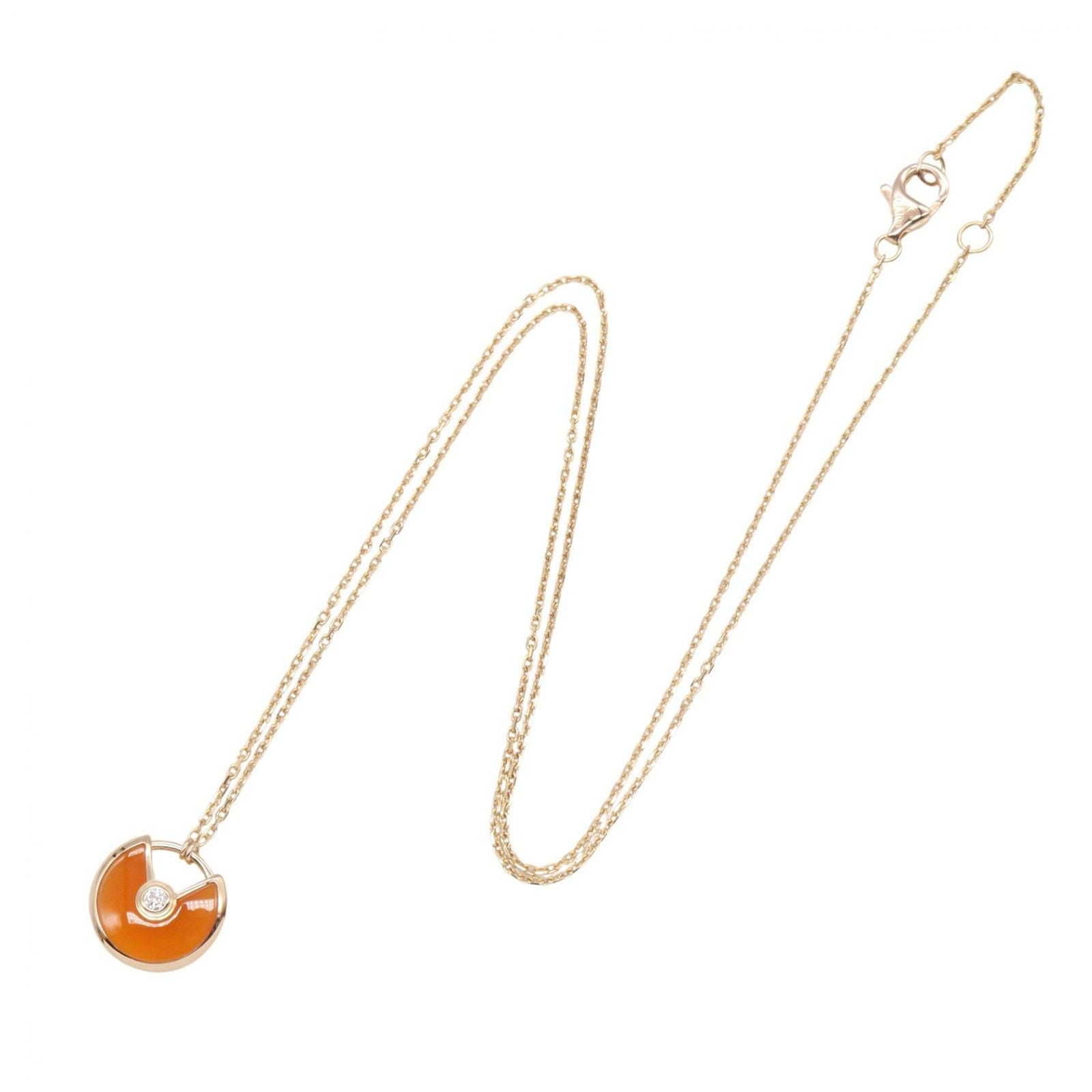 Cartier Necklace Amulet Carnelian 39 42 cm 18k Pink Gold Diamond — view 2