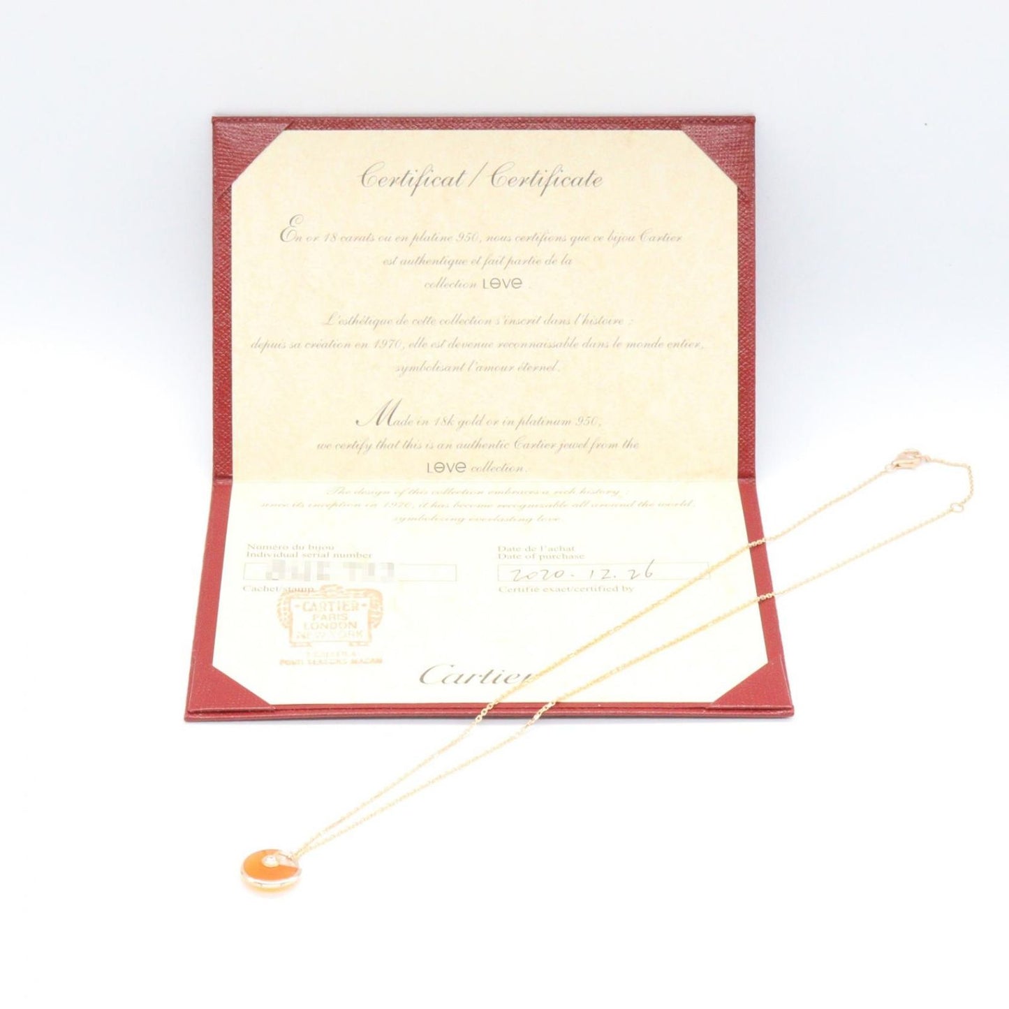 Cartier Necklace Amulet Carnelian 39 42 cm 18k Pink Gold Diamond — view 4