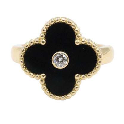 Van Cleef & Arpels Ring Vintage Alhambra Onyx 18k Diamond — view 2