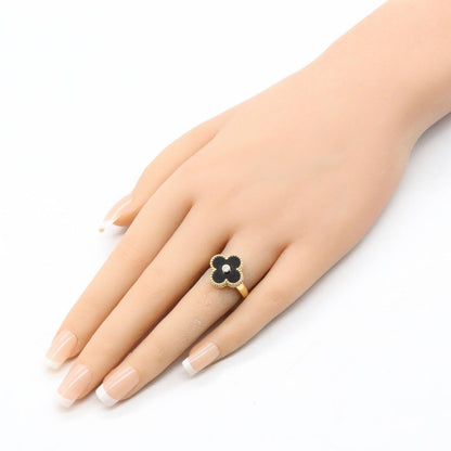Van Cleef & Arpels Ring Vintage Alhambra Onyx 18k Diamond — view 8