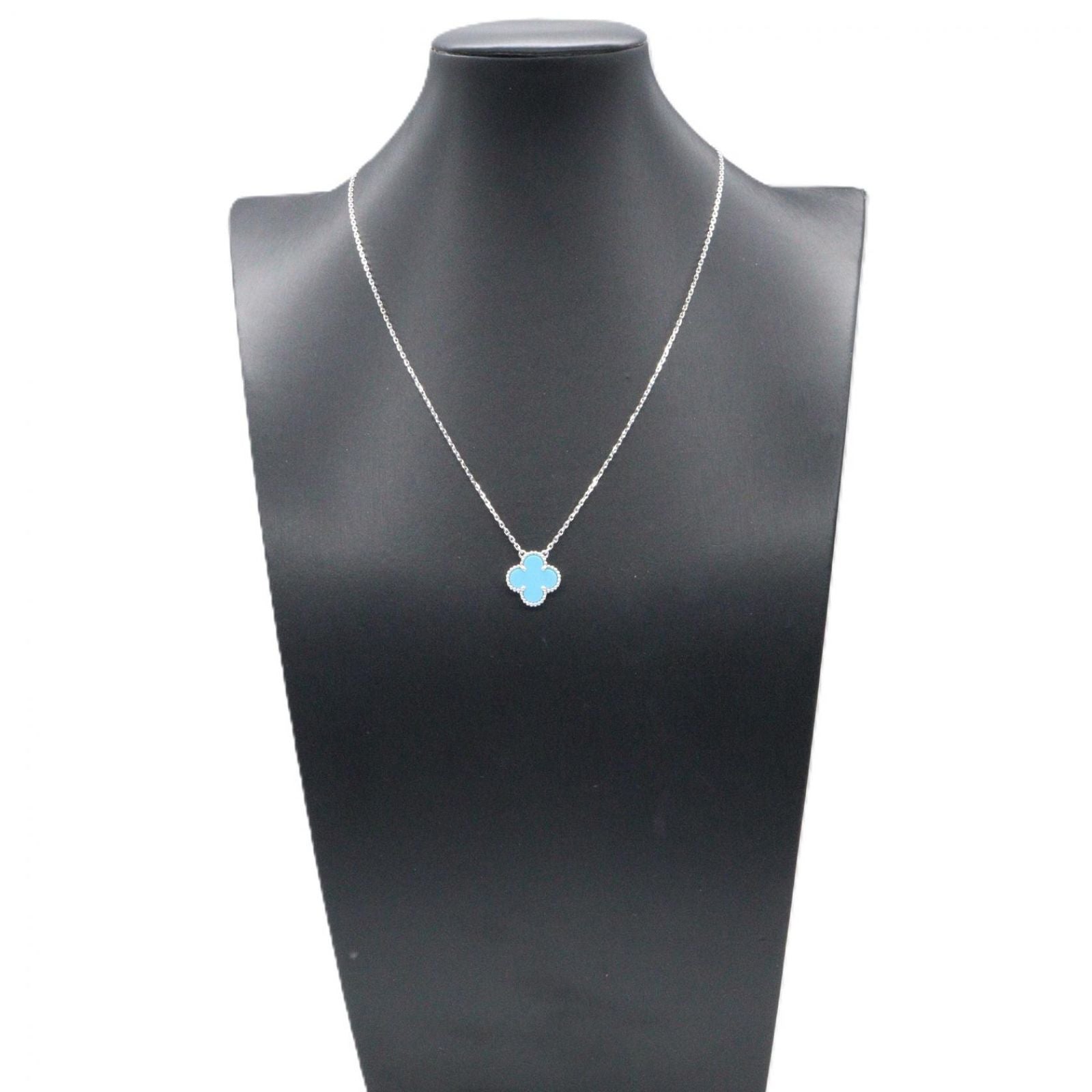 Van Cleef & Arpels Necklace Vintage Alhambra Turquoise 37 41.5 cm 18k White Gold — view 6
