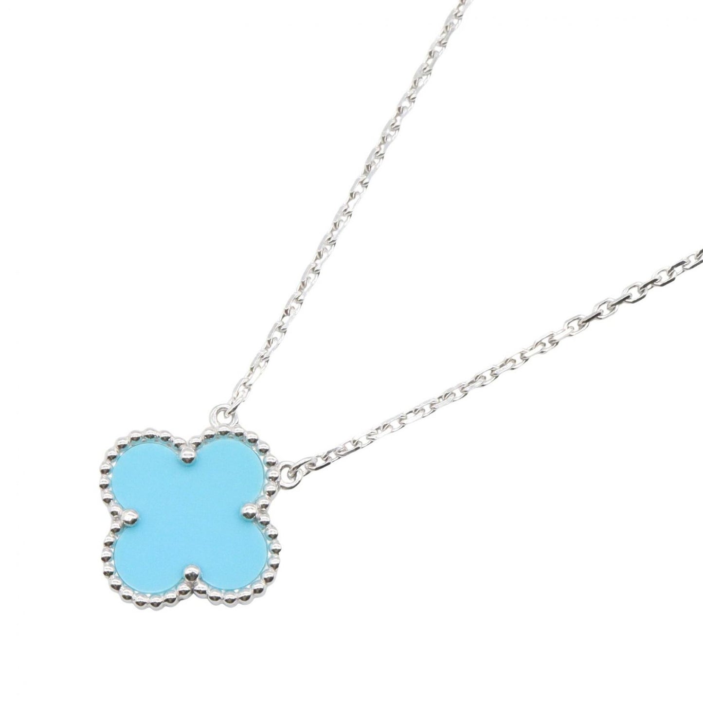 Van Cleef & Arpels Necklace Vintage Alhambra Turquoise 37 41.5 cm 18k White Gold