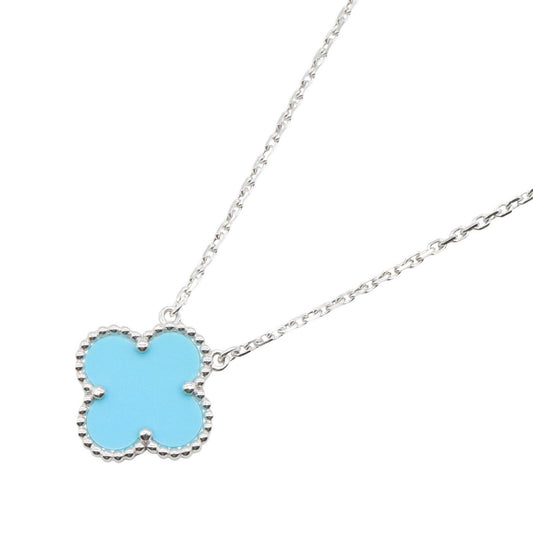 Van Cleef & Arpels Necklace Vintage Alhambra Turquoise 37 41.5 cm 18k White Gold