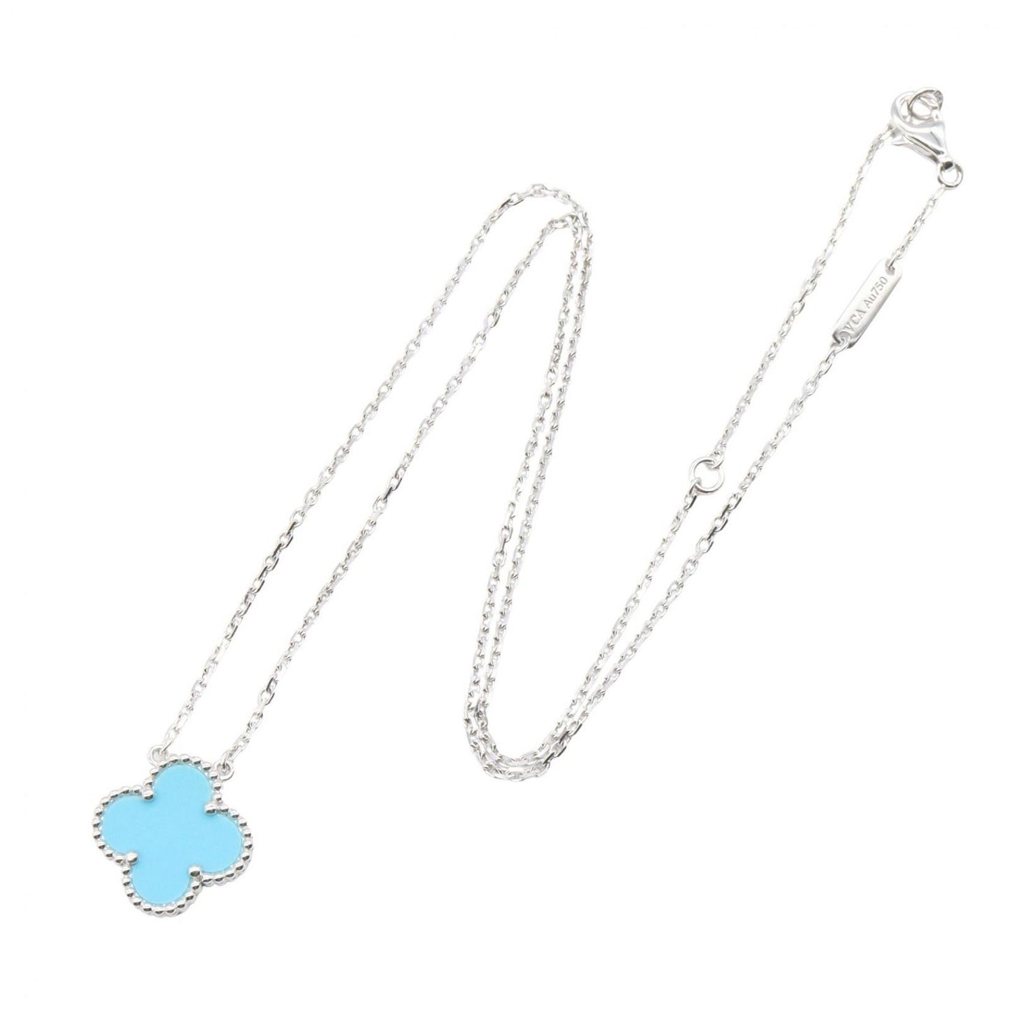 Van Cleef & Arpels Necklace Vintage Alhambra Turquoise 37 41.5 cm 18k White Gold — view 2